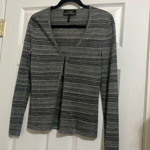Escada Saks Fifth Avenue Silk gray silver striped Cardigan 34